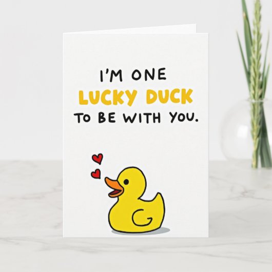 Cute Lucky Duck Love Card カード (正面)