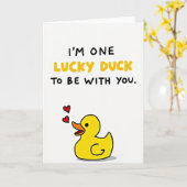 Cute Lucky Duck Love Card カード (黄色い花)