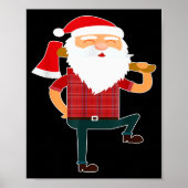 Cute Lumberjack Santa Funny Ugly Christmas Axe Hat ポスター (正面)
