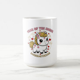 Cute Lunar Year of the Horse 2026 Floral Heart Cof コーヒーマグカップ