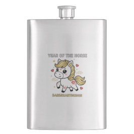 Cute Lunar Year of the Horse 2026 Golden Hearts Wa フラスク