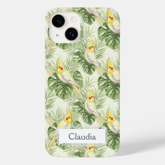 Cute Lutino Cockatiel Tropical Plants Custom   Case-Mate iPhoneケース (裏面)