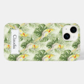 Cute Lutino Cockatiel Tropical Plants Custom   Case-Mate iPhoneケース (裏面 (横))
