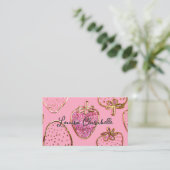 Cute Luxury Blush Pink Strawberry Pattern 名刺 (スタンド正面)