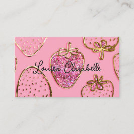 Cute Luxury Blush Pink Strawberry Pattern 名刺