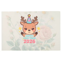 cute luxury reindeer new year 2026 metal print メタルプリント