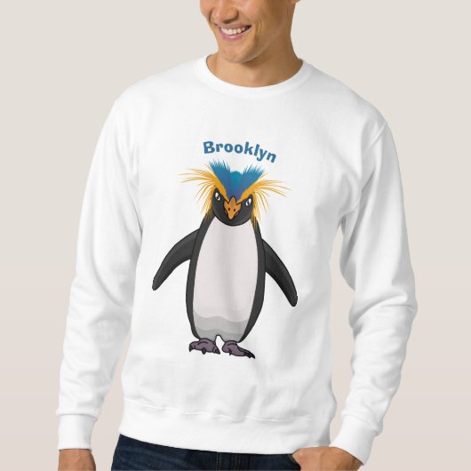 Cute macaroni penguin cartoon illustration スウェットシャツ (正面)