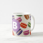 Cute Macaroon Pattern Dotty Purple Monogram コーヒーマグカップ (正面右)