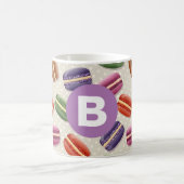 Cute Macaroon Pattern Dotty Purple Monogram コーヒーマグカップ (中央)