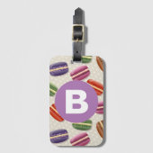 Cute Macaroon Pattern Dotty Purple Monogram ラゲッジタグ (正面縦)