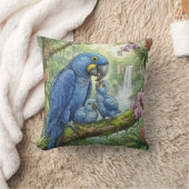 Cute Macaw Mama And Chicks Jungle Animals  クッション (ブランケット)