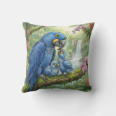 Cute Macaw Mama And Chicks Jungle Animals  クッション (裏面)