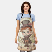 Cute Mad Hatter Whimsical Wonderland Woodland Art エプロン (着用した状態)