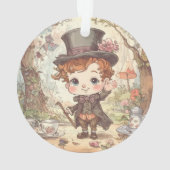 Cute Mad Hatter Whimsical Wonderland Woodland Art オーナメント (裏面)