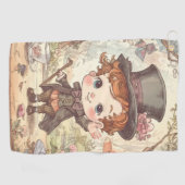 Cute Mad Hatter Whimsical Wonderland Woodland Art ゴルフタオル (横)