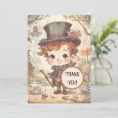 Cute Mad Hatter Whimsical Wonderland Woodland Art サンキューカード (スタンド正面)