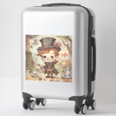 Cute Mad Hatter Whimsical Wonderland Woodland Art シール (スーツケース)