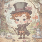 Cute Mad Hatter Whimsical Wonderland Woodland Art シール (正面)