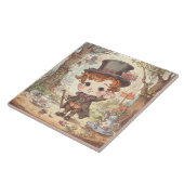 Cute Mad Hatter Whimsical Wonderland Woodland Art タイル (側面)