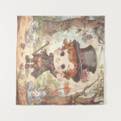 Cute Mad Hatter Whimsical Wonderland Woodland Art タペストリー (正面(横))