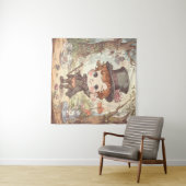 Cute Mad Hatter Whimsical Wonderland Woodland Art タペストリー (インサイチュ(横))