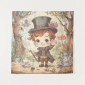 Cute Mad Hatter Whimsical Wonderland Woodland Art タペストリー (正面)