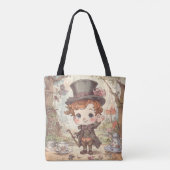Cute Mad Hatter Whimsical Wonderland Woodland Art トートバッグ (裏面)