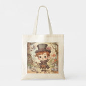 Cute Mad Hatter Whimsical Wonderland Woodland Art トートバッグ (裏面)