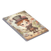 Cute Mad Hatter Whimsical Wonderland Woodland Art ノートブック (右側)
