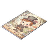 Cute Mad Hatter Whimsical Wonderland Woodland Art ノートブック (左側)