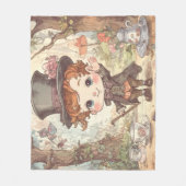 Cute Mad Hatter Whimsical Wonderland Woodland Art フリースブランケット (正面)