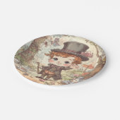 Cute Mad Hatter Whimsical Wonderland Woodland Art ペーパープレート (アングル)