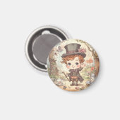 Cute Mad Hatter Whimsical Wonderland Woodland Art マグネット (正面/裏面)