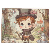 Cute Mad Hatter Whimsical Wonderland Woodland Art ラージペーパーバッグ (裏面)