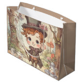 Cute Mad Hatter Whimsical Wonderland Woodland Art ラージペーパーバッグ (裏面アングル)