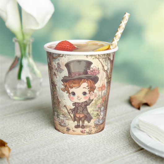 Cute Mad Hatter Whimsical Wonderland Woodland Art 紙コップ (インサイチュ)