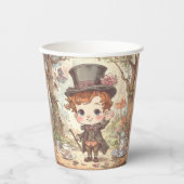 Cute Mad Hatter Whimsical Wonderland Woodland Art 紙コップ (正面)