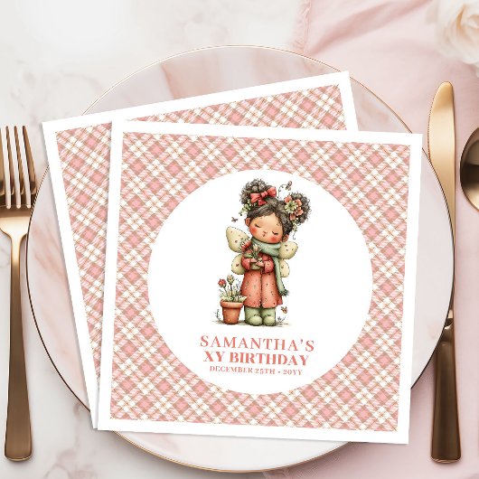 Cute Magical Blush Fairy 6th Birthday Party Napkin
