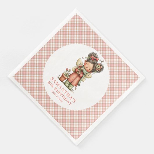 Cute Magical Blush Fairy 6th Birthday Party Napkin (コーナー)