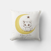 Cute Magical Cat on Moon Starry Dreams - Round Cla クッション (正面)