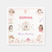Cute Magical Fairy 1st Birthday Paper Napkins スタンダードカクテルナプキン (正面)