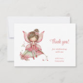 Cute Magical Fairy Floral 3rd Birthday Party Thank サンキューカード (正面)