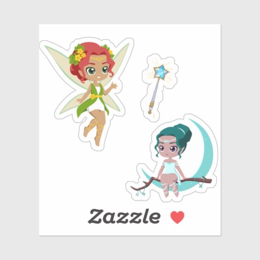 Cute Magical Fairy Girl Fantasy Vinyl Sticker Set シール (シート)