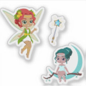 Cute Magical Fairy Girl Fantasy Vinyl Sticker Set シール (正面)