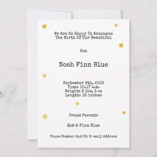 Cute Magical Forest Trees And Stars Card 招待状 (裏面)