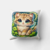 Cute Magical Kitten Pillow | Kawaii Fantasy Cat Cu クッション (裏面)