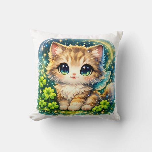 Cute Magical Kitten Pillow | Kawaii Fantasy Cat Cu クッション (正面)