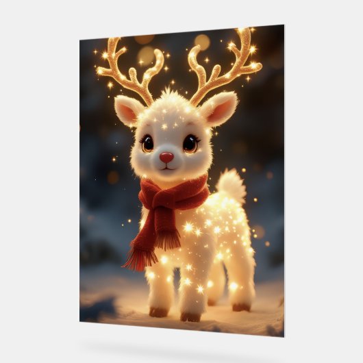 Cute Magical Reindeer with Sparkling Lights アクリルサイン (傾斜)