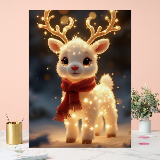 Cute Magical Reindeer with Sparkling Lights アクリルサイン (ウェディング)