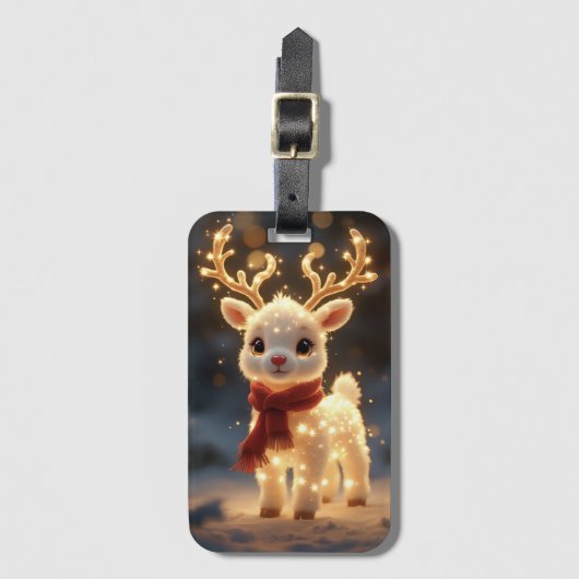 Cute Magical Reindeer with Sparkling Lights ラゲッジタグ (正面縦)